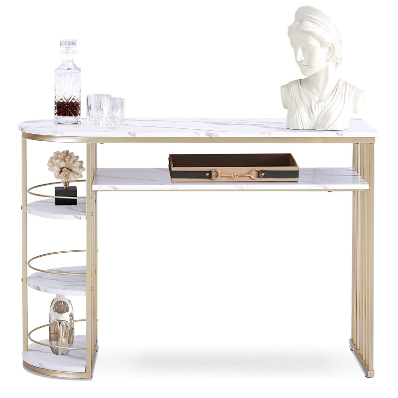 Patrisa 44.8" Modern Console Table  with Storage and Faux Marble Veneer