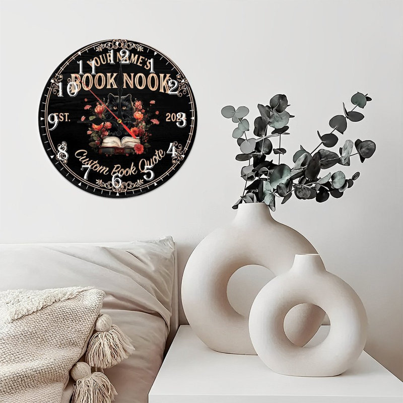 Horloge murale en bois 10 po, mouvement silencieux, à piles (piles AA non incluses), décor artistique, parfait pour les décorations
