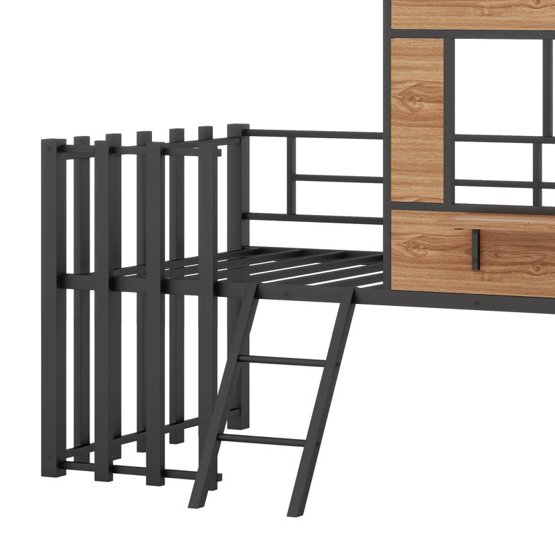 Notburg Kids Twin Loft Bed, Black