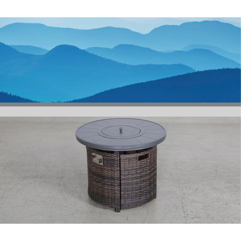 Table de foyer d'extérieur en aluminium avec couvercle