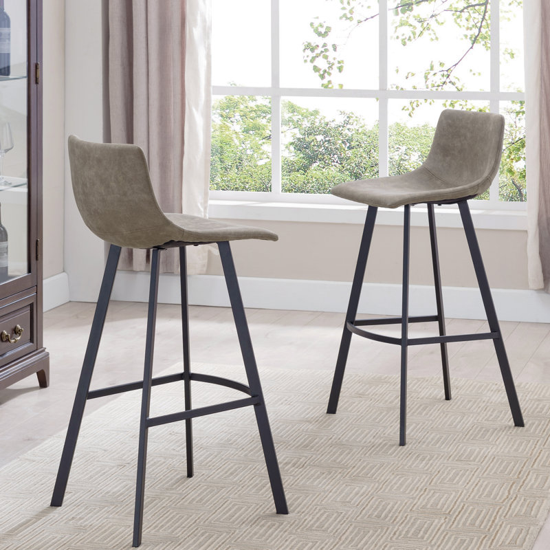 Amiayah Upholstered Counter Stool with Metal Frame, Counter Stool (24.5" Seat Height), Gray