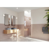 Mimas 31.5 in. x 78 in. Fully Frameless Glass Hinge Towel Bar Shower Door