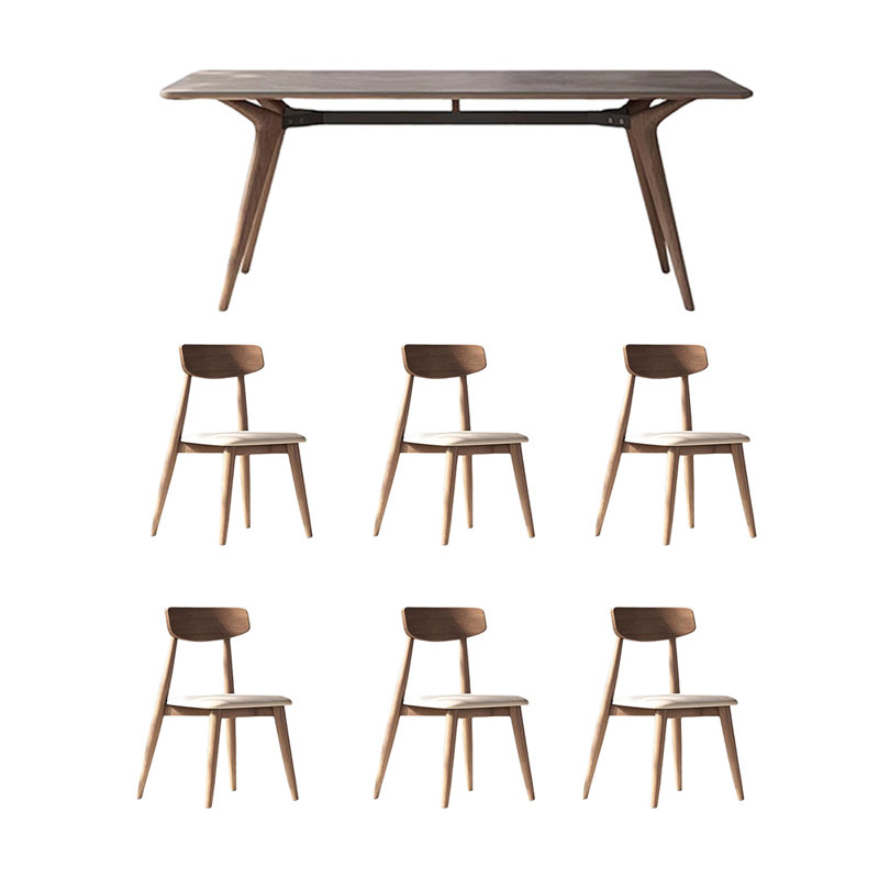 Sintered Stone Table White Ash Seating Set, 29.52"H x 78.74"L x 35.43"W