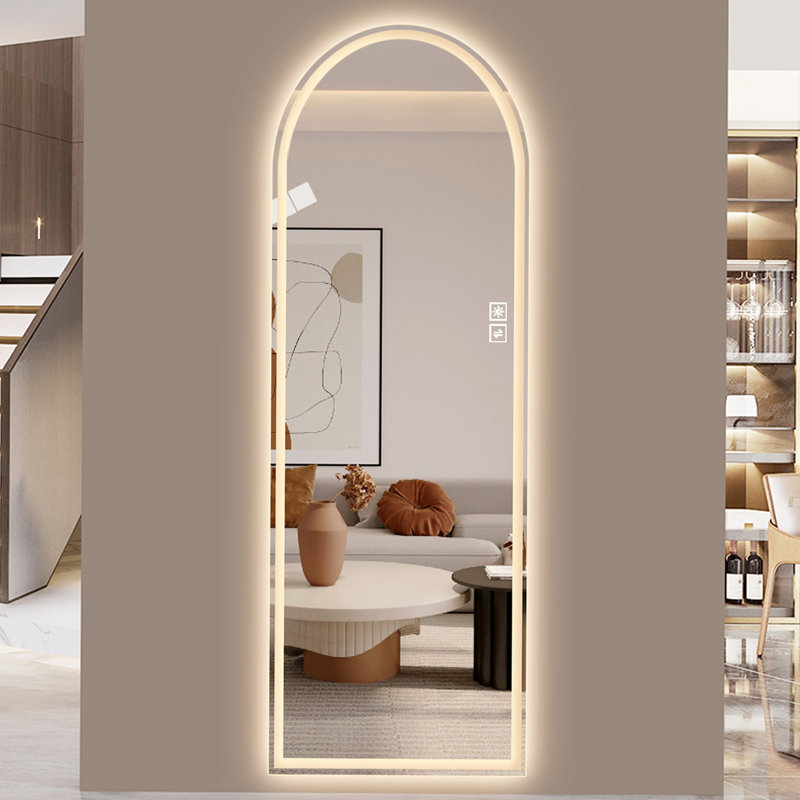 Miroir pleine longueur de 65 po x 21 po à DEL, à intensité variable, haute définition et antidéflagrant, debout ou fixé au mur