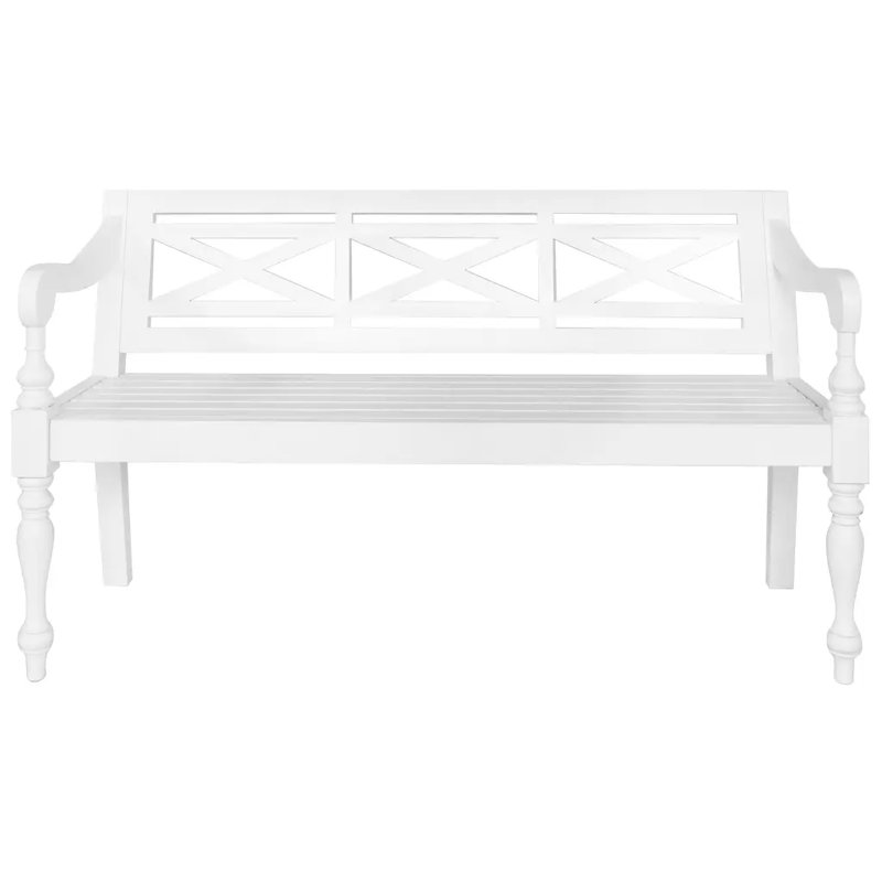 Broaddus Solid Wood Bench, White