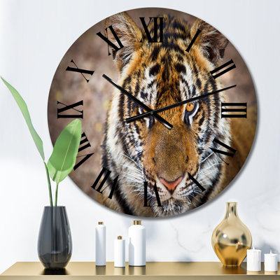 Portrait d'un tigre sauvage - Horloge murale traditionnelle