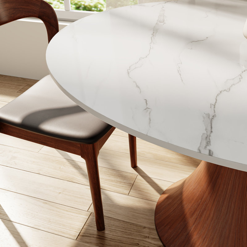 Ensemble de salle à manger de ferme / table rembourrée en pierre Tavion, H 29,52 po x l 39,37 po x P 39,37 po, 5, Blanc