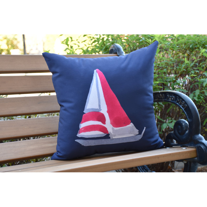 Housse de coussin d'extérieur carrée Nantucket, Bleu marine, 18 po x 18 po