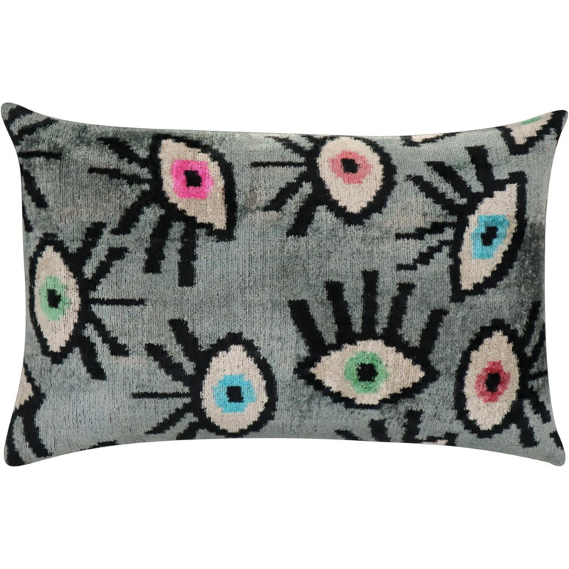 Velvet Rectangular Pillow Cover & Insert, Gray/Black