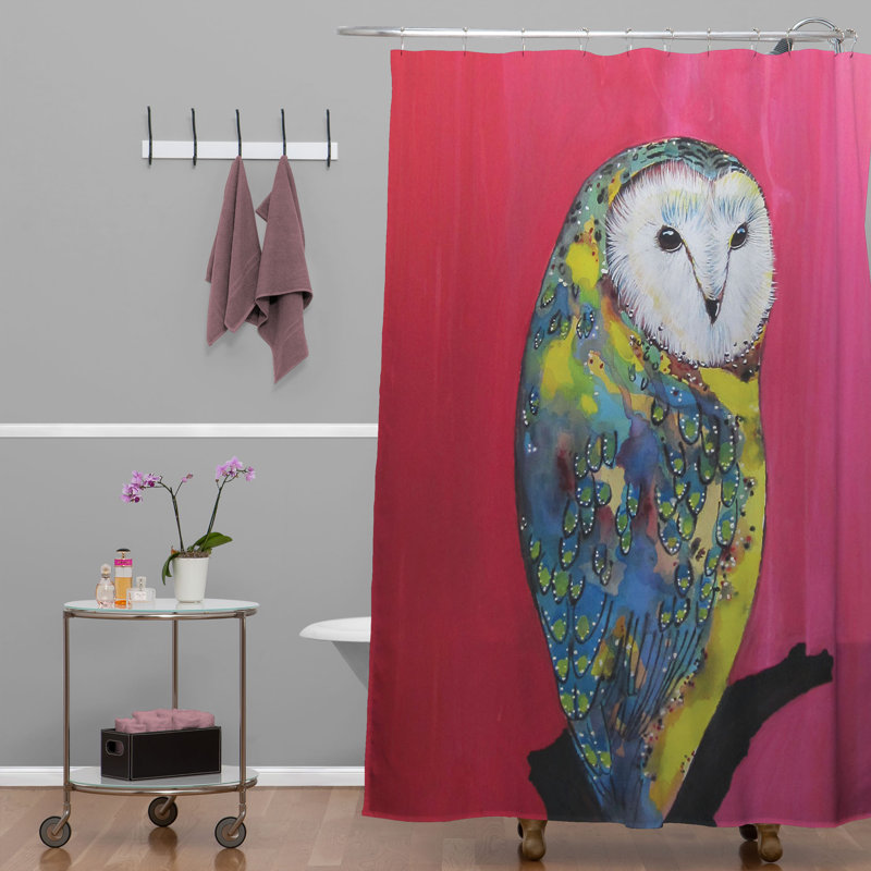 Owl On Lipstick Single Shower Curtain