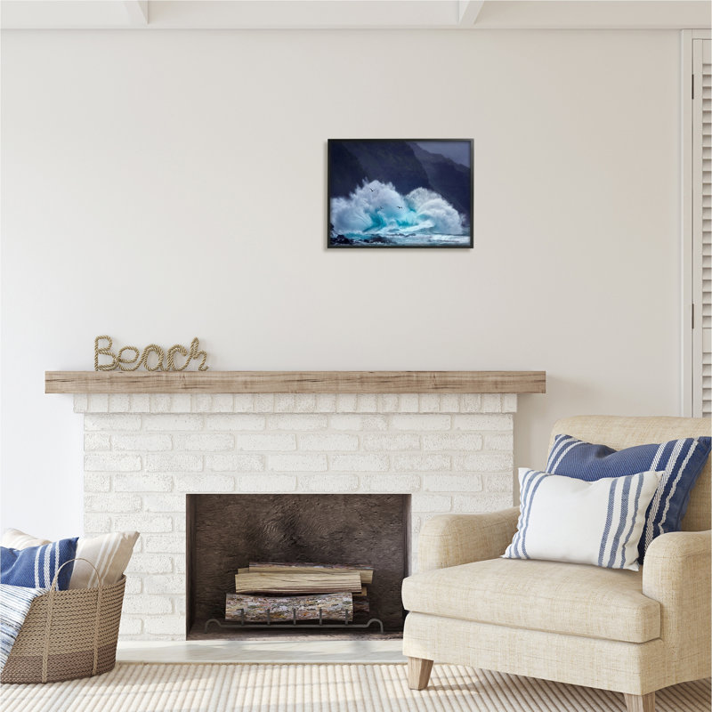 «Tsunami Waves Landscape» par Dennis Frates, H 16 po x l 20 po x P 1,5 po, Giclée encadrée noir minuit