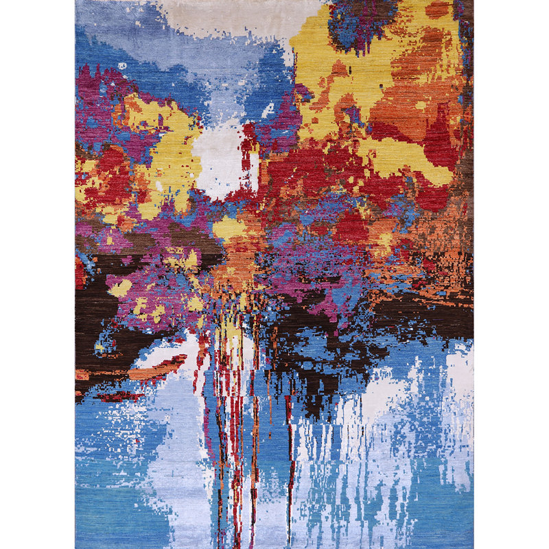 Tapis multicolore abstrait Coreopsis, Rond 4 pi