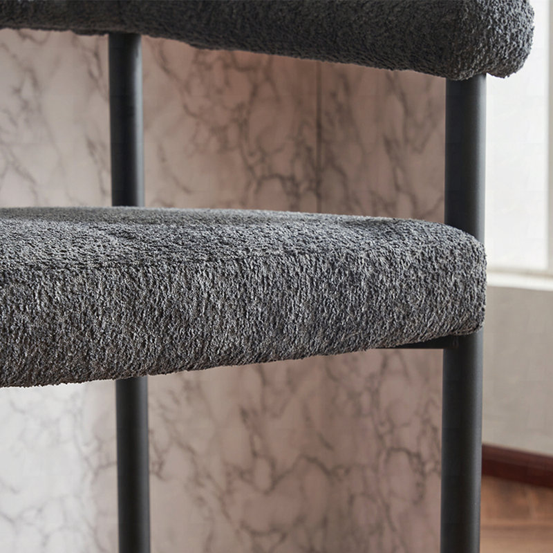 Boucle Fabric Counter Height Chairs, Gray