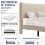 Structure de lit double avec repose-tête et à oreilles, lit plateforme tapissier en velours avec 2 poches de rangement, support de lattes en bois robuste, aucun sommier requis, assemblage facile, beige