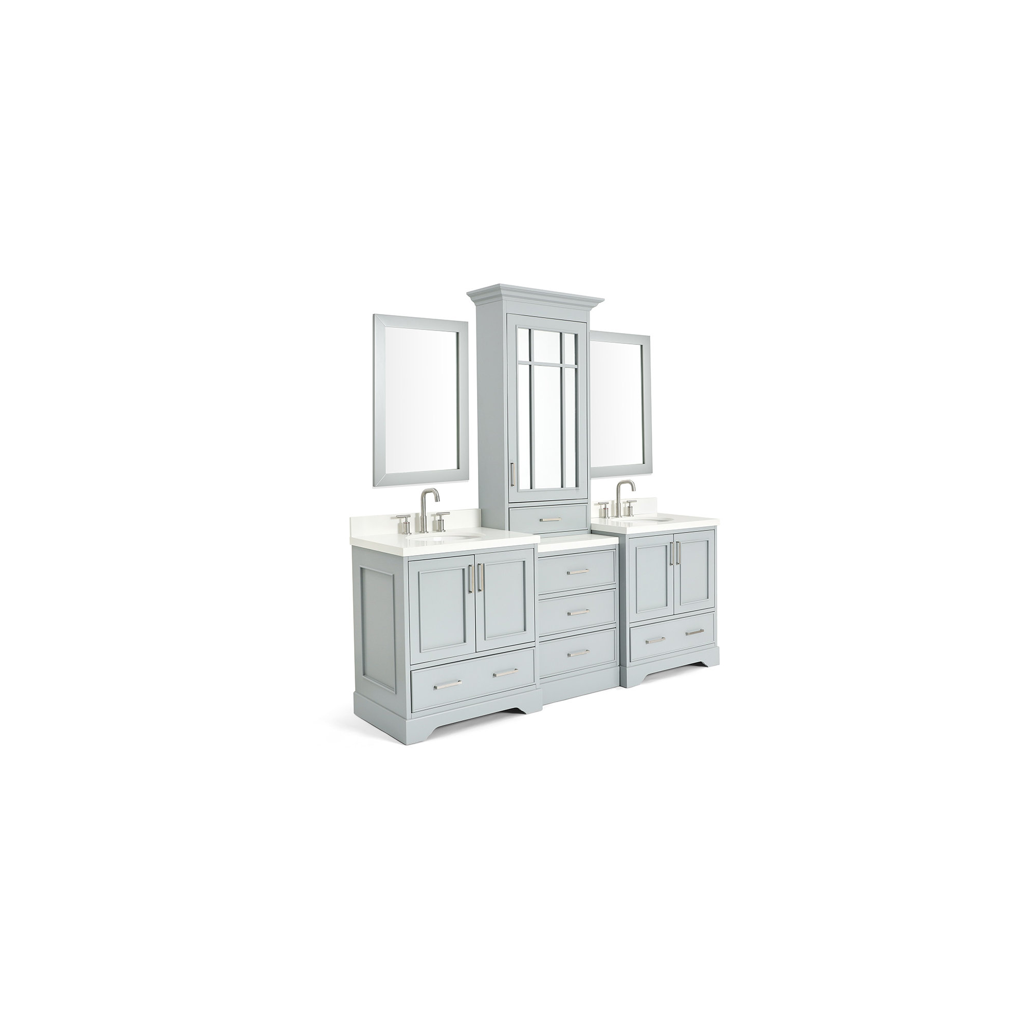 85'' Double Bathroom Vanity, Gray