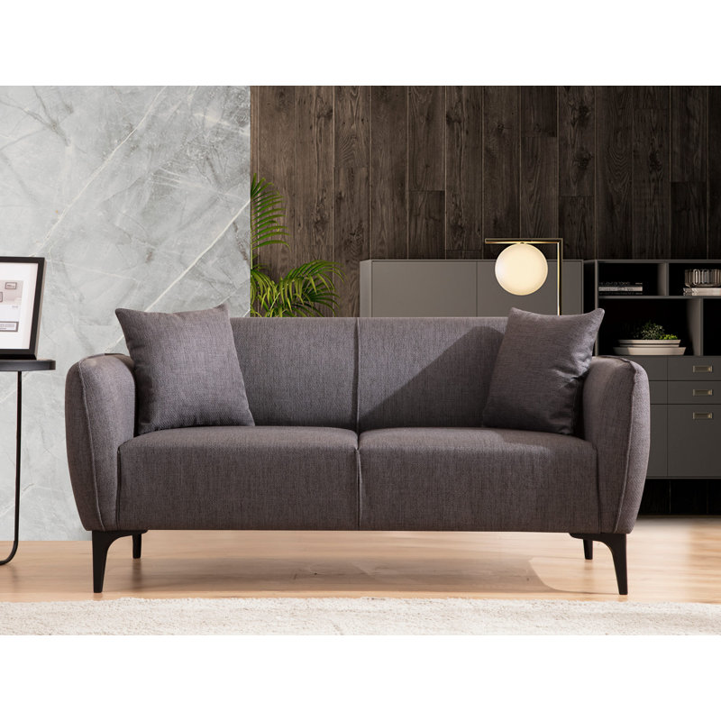 Canapé recouvert, H 67 cm x l 160 cm x P 95 cm, Polyester 100 % gris foncé