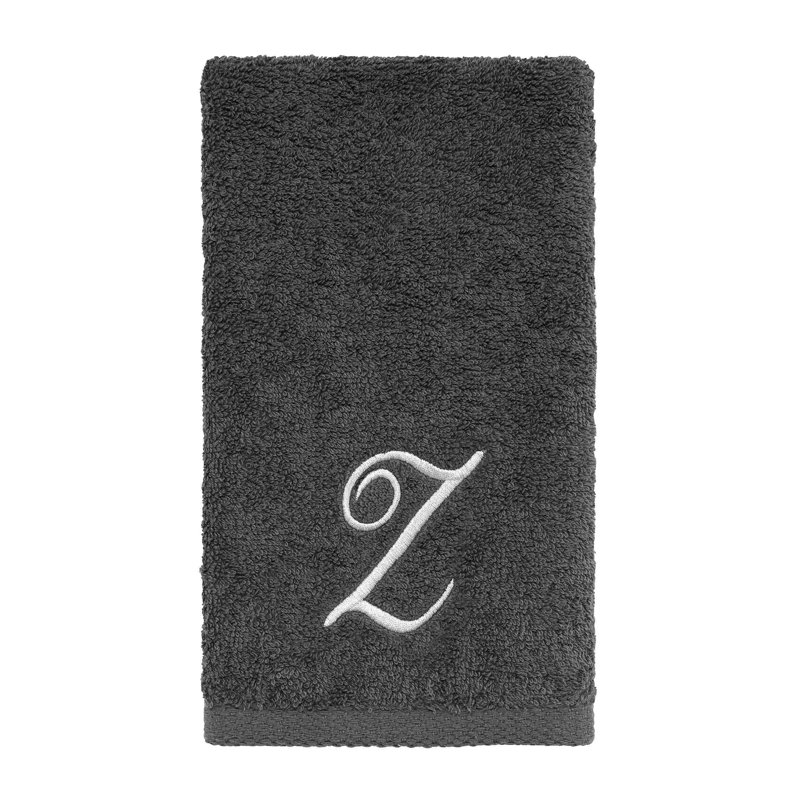 Winston Porter Granite/Silver Script Monogram Fingertip Towel Letter Z