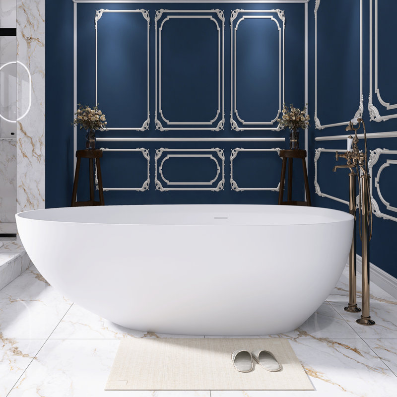 71'' x 35.4'' Freestanding Soaking Solid Surface Bathtub