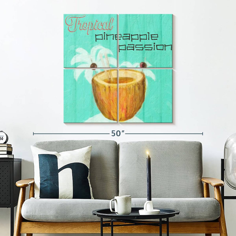 Passion ananas bleu Yarlin, H 32 po x l 32 po