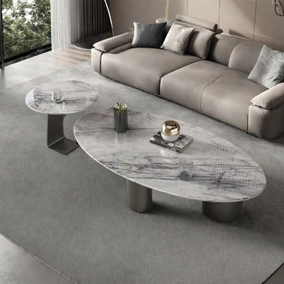 Table basse moderne en marbre ovale