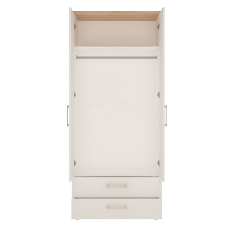 Lica 2 Door Solid Wood Wardrobe, Opalino