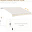 Auvent rétractable 12 pi x 10 pi - Pare-soleil, eau, manivelle manuelle, structure en aluminium, pour cour, balcon, abat-jour beige, tissu 280G / M, terrasse et blanc