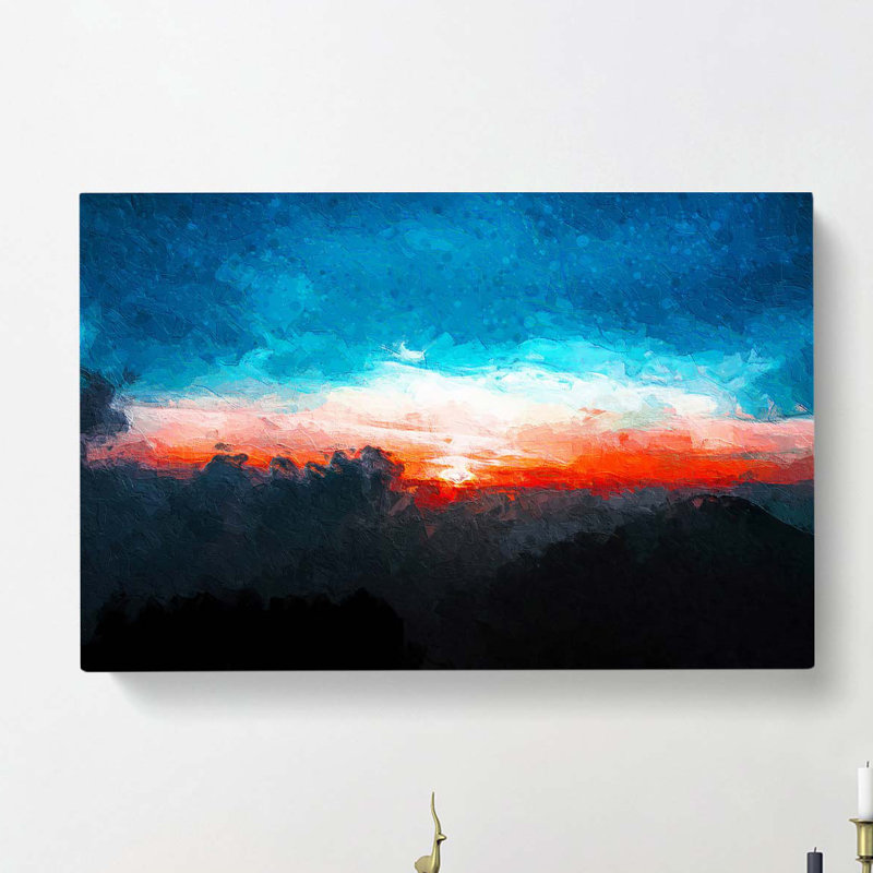 Sunset Behind The Clouds In Abstract - Wrapped Canvas Painting, 50cm H x 76cm W x 3cm D
