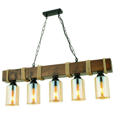 5 - Light Walnut/Black Kitchen Island Pendant