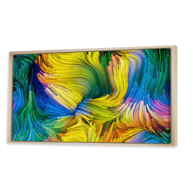 Élégance de la couleur liquide II - peinture sur toile, Cadre brun, H 30 po x l 40 po x P 1,5 po