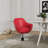 Caisson Modern Vegan Leather Upholstered Metal Swivel Armchair in Red-21419356
