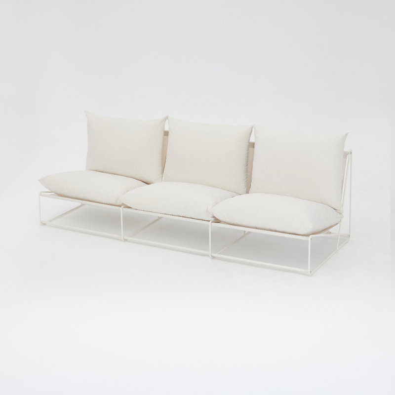 Dalvey 246cm Wide Rectangle Steel Patio Sofa with Cushions, White