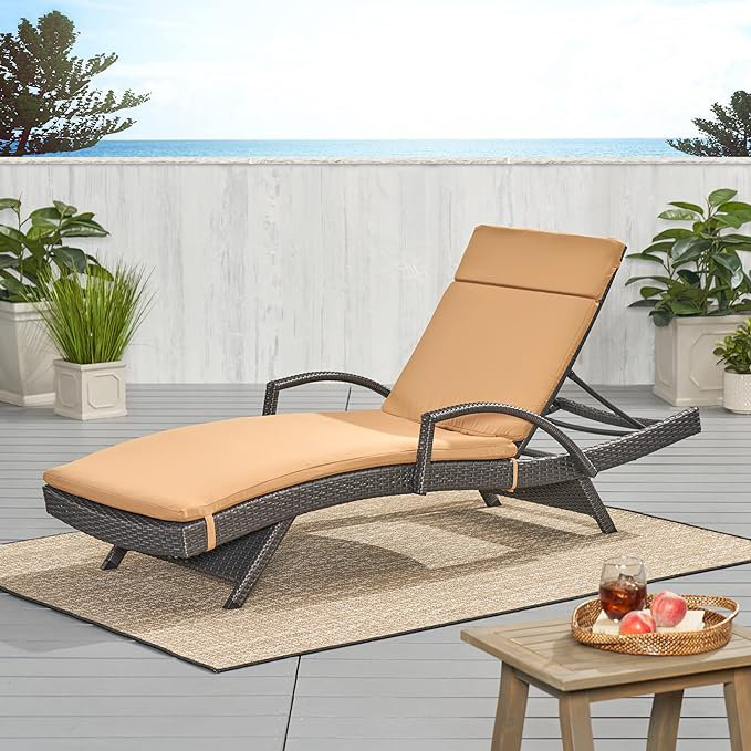 Chaise Lounge Cushion Set, Without Chaise Lounge, Water-Resistant Fabric with Secure Ties, Comfortable Replacement Cushions for Patio Lounges, (Set of 2)