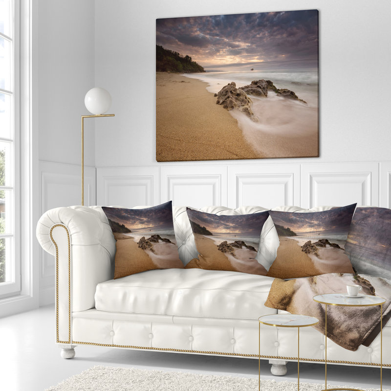 Coussin lombaire de mer pacifique de mer avec vagues, Square 16" x 16"