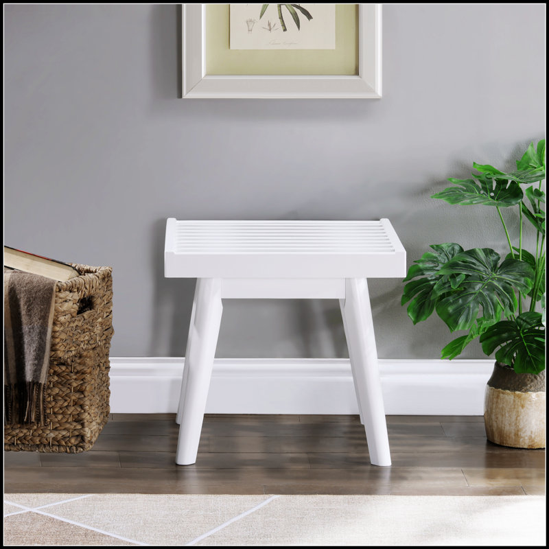 Banc à lattes en bois massif Larwich, 19 po de longueur
