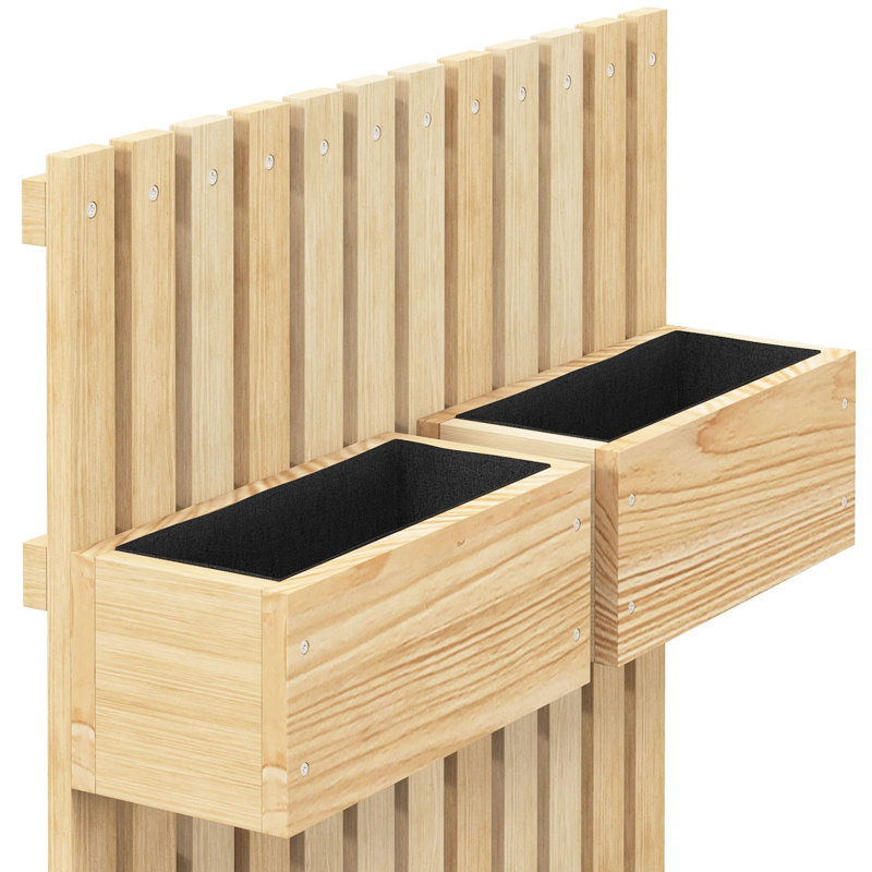 Boîte de 5 plantes surélevées avec treillis - bois naturel, auto-vidange, convient aux plantes