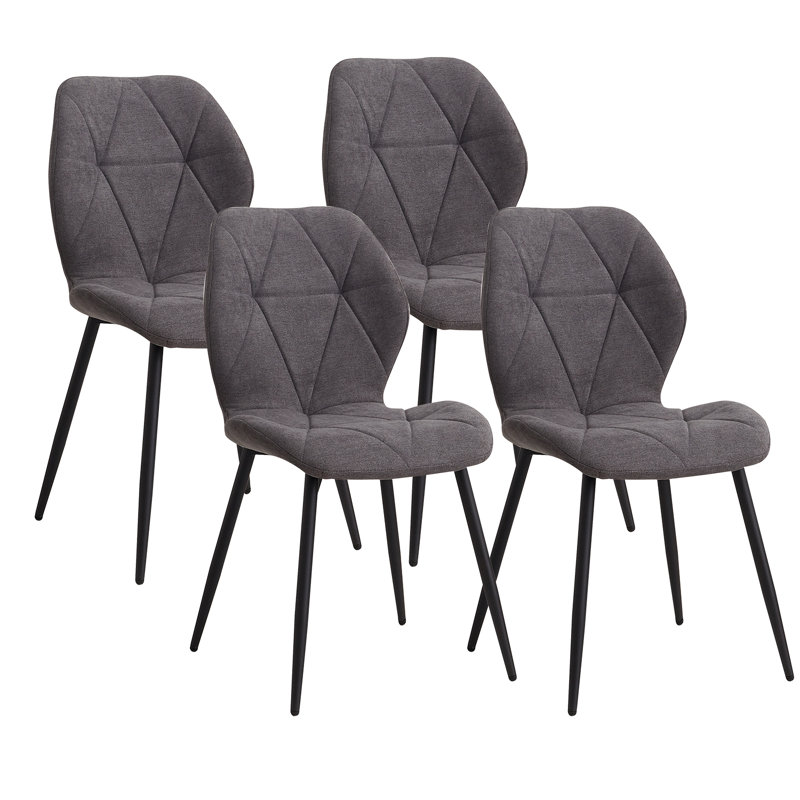 Miko 50cm H Velvet Upholstered Metal Side Chair, Grey
