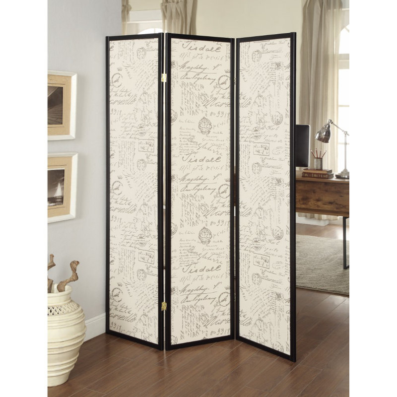 Acton - Paravent pliant en bois massif, Beige, H 70,25 po x l 52 po x P 0,75 po