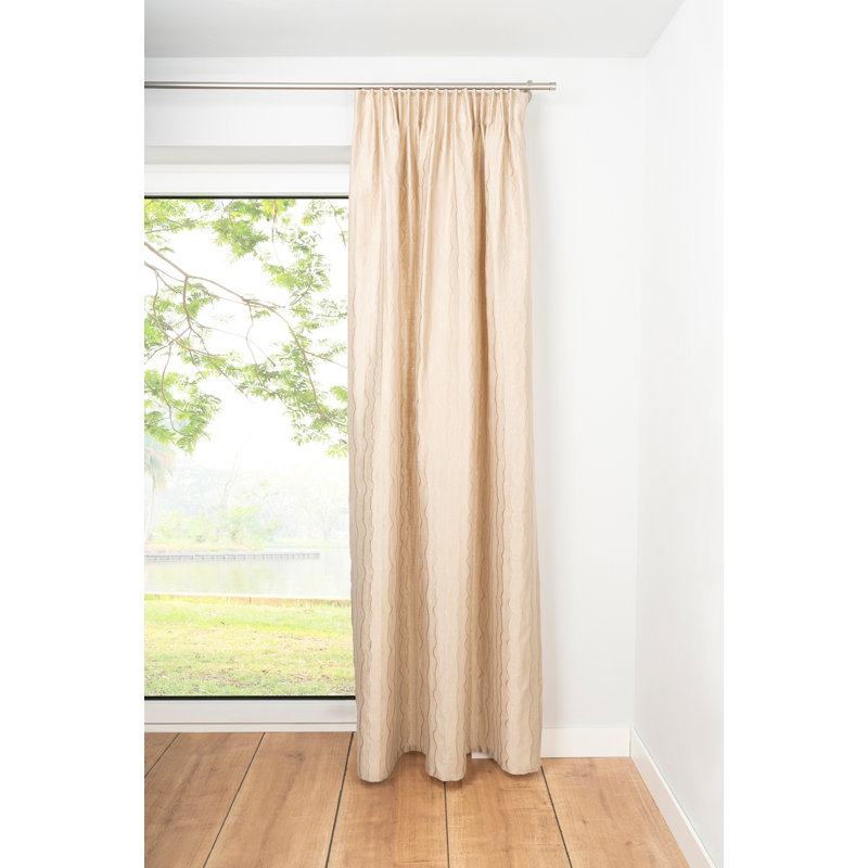 Stream Eyelet Blackout Gusset Pleat Curtain, Sand