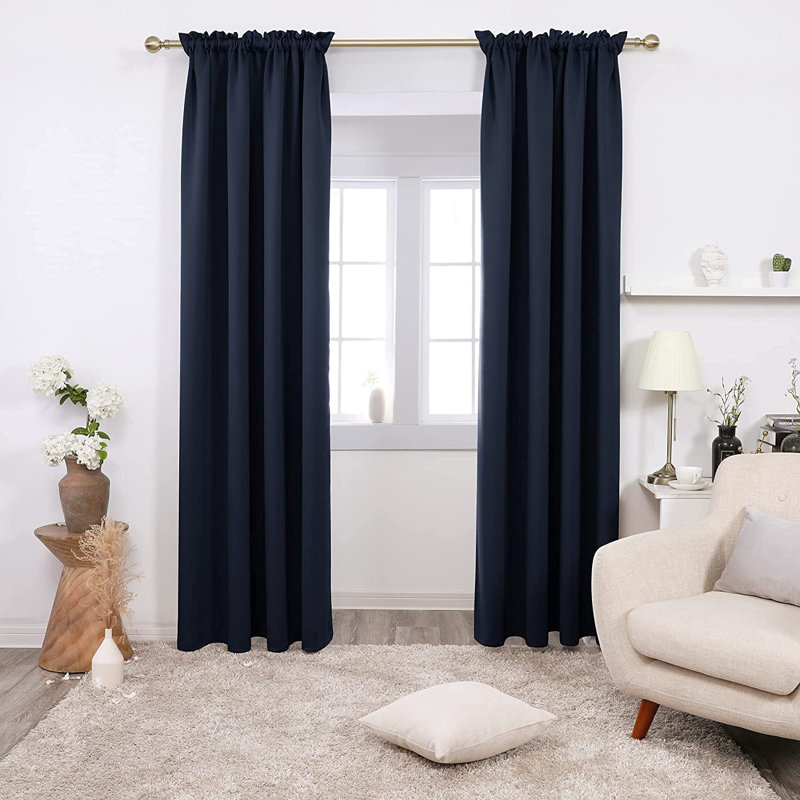 Peniste Room Darkening Curtain Pair, 52" W x 45" L, Navy Blue