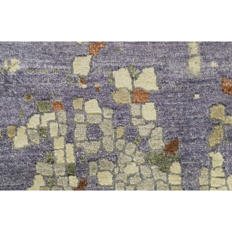Hand-Knotted High-Quality Purple and Gold Area Rug