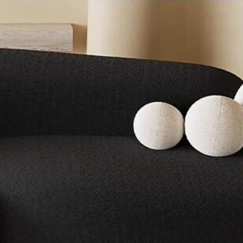 Modern Black Solid Wood Suede Leather Sofa