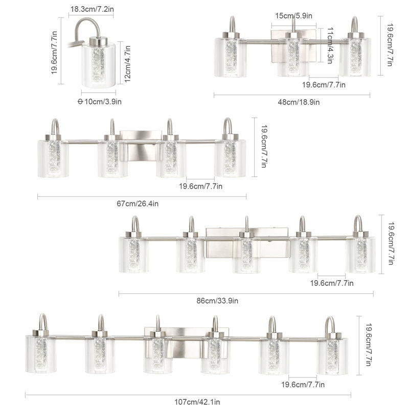 Éclairage pour meuble-lavabo à 5 lumières Vigilia, Nickel
