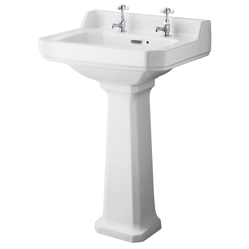  Vitreous China Rectangular Full Pedestal Basin