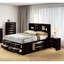 Mobilier de chambre à coucher contemporain pour grand lit double avec tête de lit et bibliothèque de 3 pièces-586687333