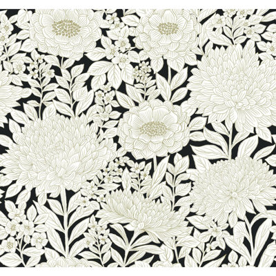 Wood Block Blooms Wallpaper