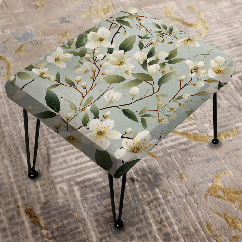 Minimalist Poppy Wonders I - Floral Rectangle Ottoman
