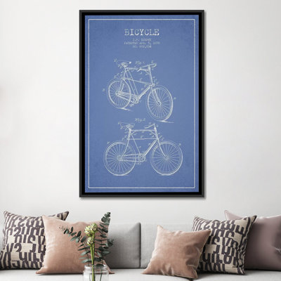J.F. Murphy Bicycle Patent Sketch (Light Blue) by Aged Pixel - Graphic Art