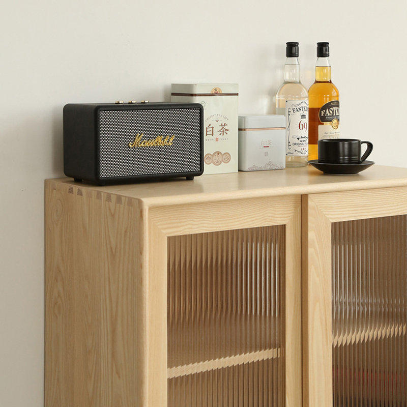 Simple Cream Style Sliding Door Accent Cabinet