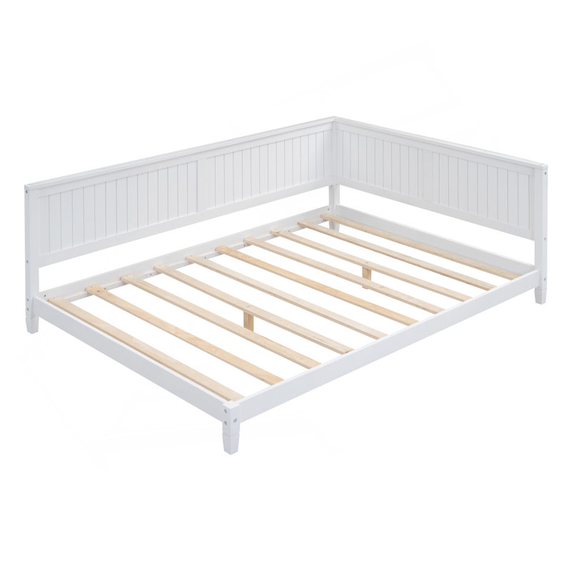 Lit de jour double en bois pleine grandeur, blanc, Lit double, Blanc