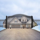 ALEKO Prague Style Iron Single Sliding Driveway Gate with Gate Opener
